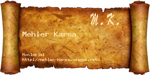 Mehler Karsa névjegykártya
